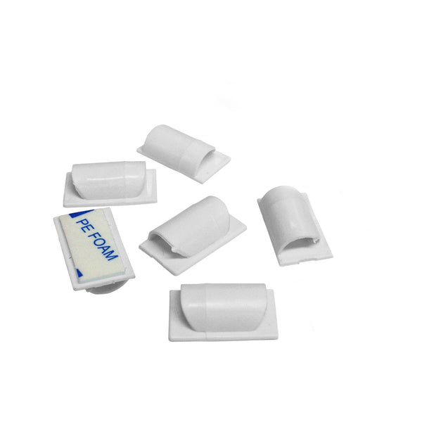 D-Line White Cable Tidy Clips - 6 Pack