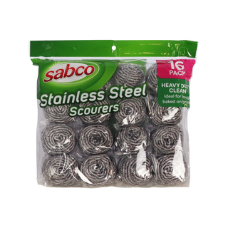 Sabco Stainless Steel Scourers - 16 Pack
