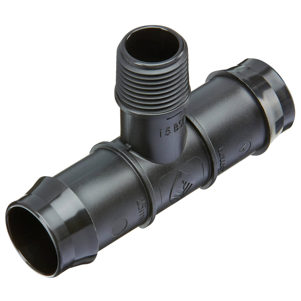 Pope 25mm Barbed x 15mm Single BSP Male Threaded Tee - Image 3 of 4