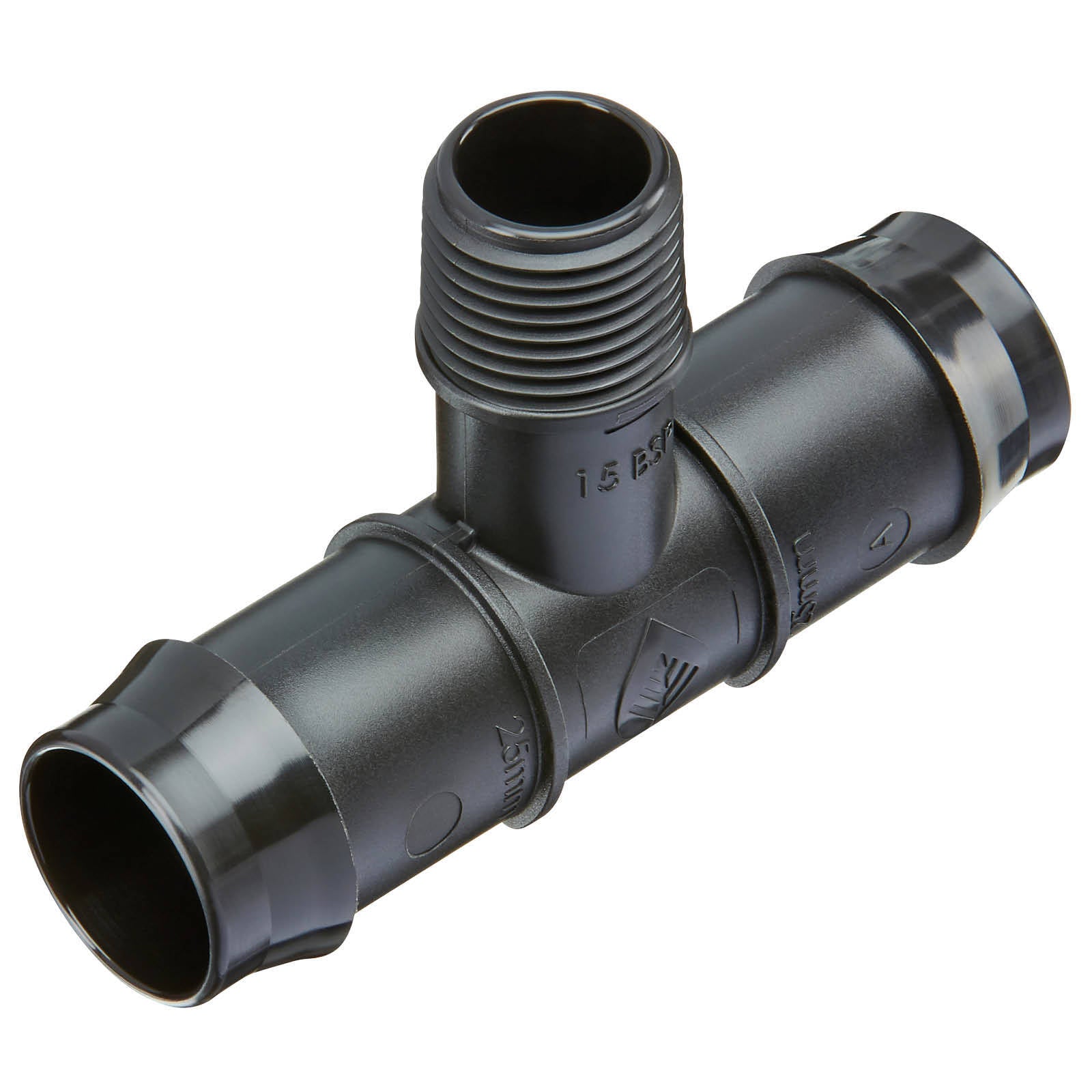 Pope 25mm Barbed x 15mm Single BSP Male Threaded Tee - Image 3 of 4