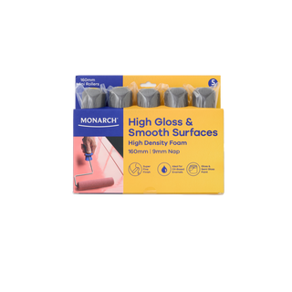 Monarch 160mm 9mm Nap High Gloss & Smooth Surfaces Mini Rollers - 5 Pack