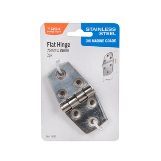 Taskmaster 75 x 38mm 316 Stainless Steel Flat Hinge - 2 Pack