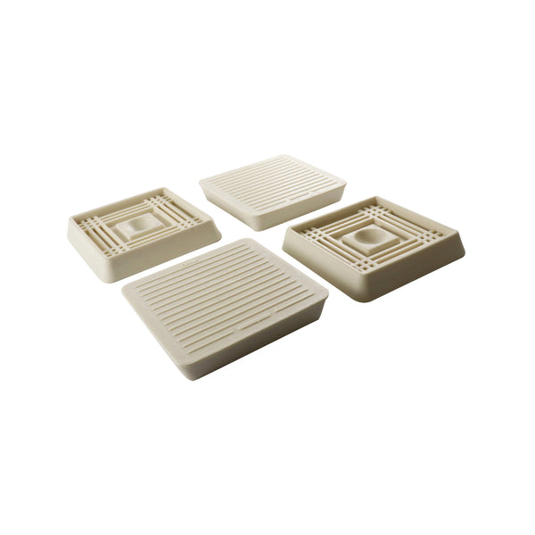 Surface Gard 51 x 51mm Almond Square Rubber Base Castor Cup - 4 Pack