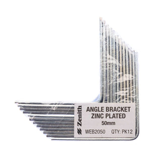 Zenith 50mm Zinc Plated Angle Bracket - 12 Pack