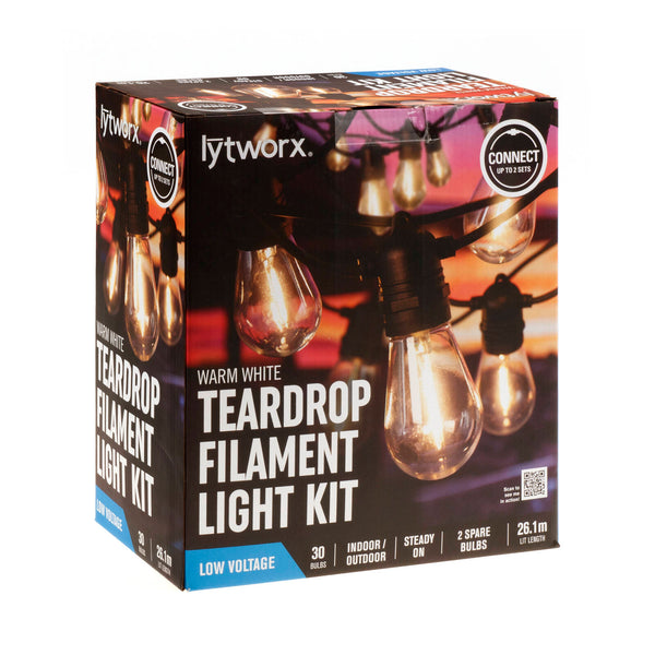 Lytworx Warm White Teardrop Filament Party Lights - 30 Pack