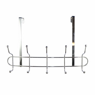 Adoored 5 Double Hook Chrome Over-The-Door Deco Hook Rack