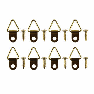 Everhang 10kg Brass Plated Picture Hanging Triangle D-Ring - 8 Pack