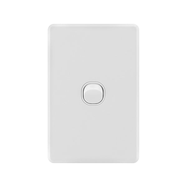 DETA White Gloss S-Line Single Vertical Wall Switch - Gloss White