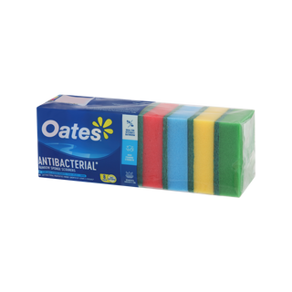 Oates Antibacterial Rainbow Sponge Scourers - 8 Pack
