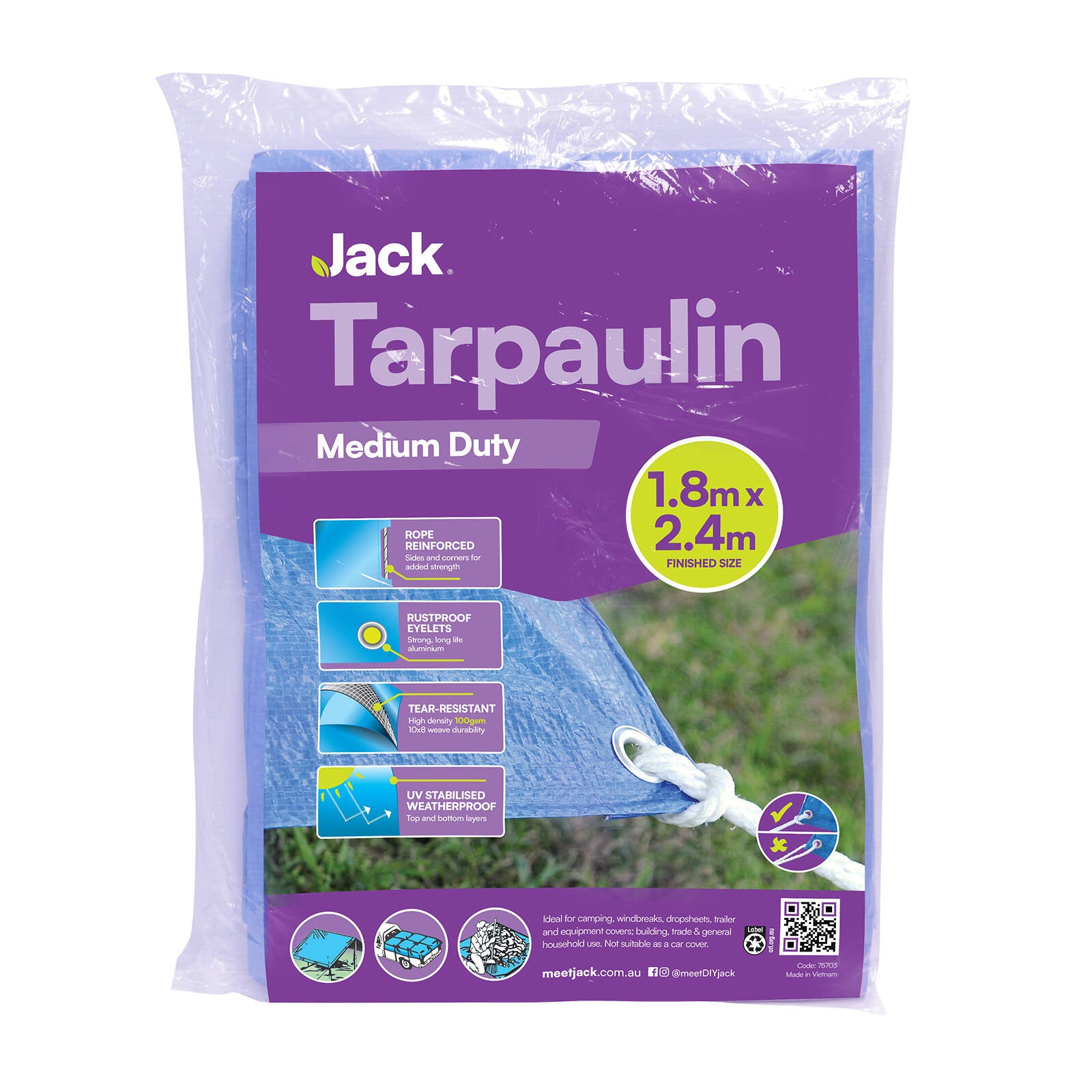 Jack 1.8 x 2.4m Medium Duty Tarpaulin - Image 2 of 11