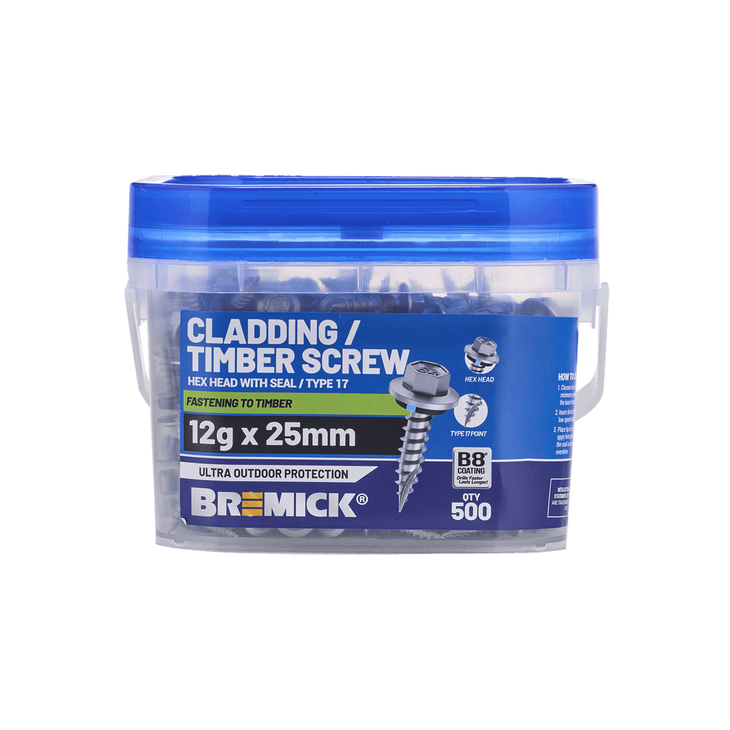Bremick Hex Cladding Screw 12g x 25mm B8 BOX 500 - Image 2 of 5
