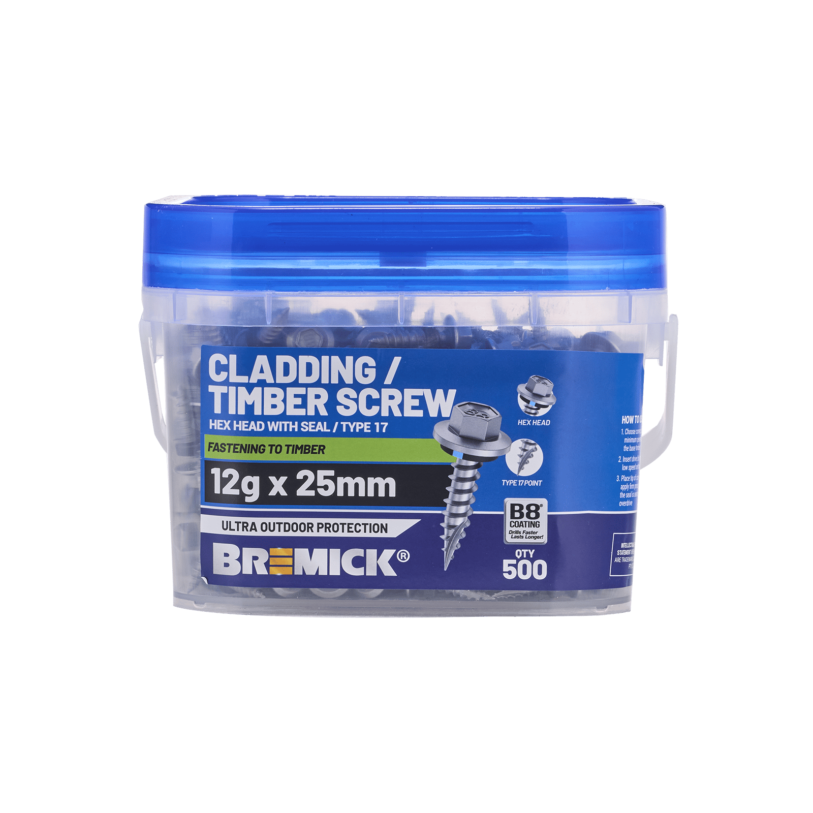 Bremick Hex Cladding Screw 12g x 25mm B8 BOX 500 - Image 2 of 5