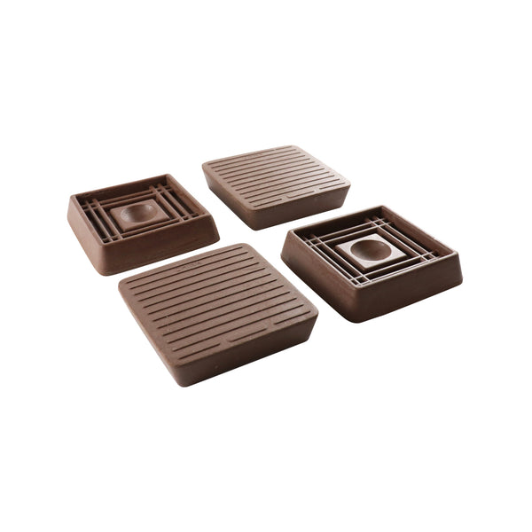 Surface Gard 40 x 40mm Brown Square Rubber Base Castor Cup - 4 Pack
