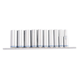Kincrome 10 Piece 1/2" Drive Metric Mirror Polish Deep Socket Rail