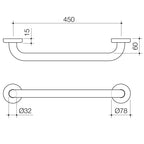 Caroma 450mm Chrome Home Collection Grab Rail - Image 2 of 2