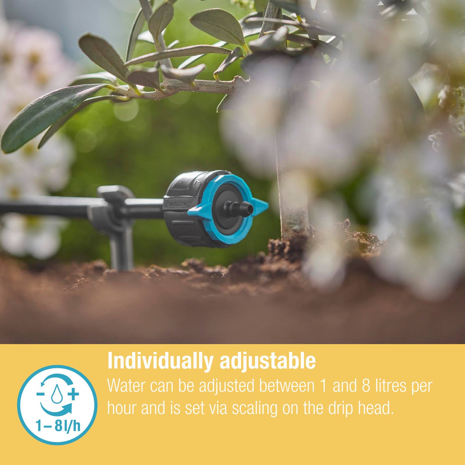 GARDENA Micro Irrigation Adjustable Endline Drip Head 1–8 l/h Pressure Compensating - 5 Pack - Image 4 of 9