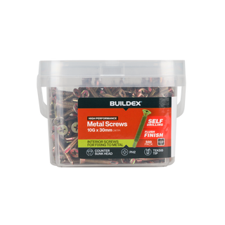 Buildex 10G x 30mm Gold Passivated Sheet Metal Screws - 500 Pack