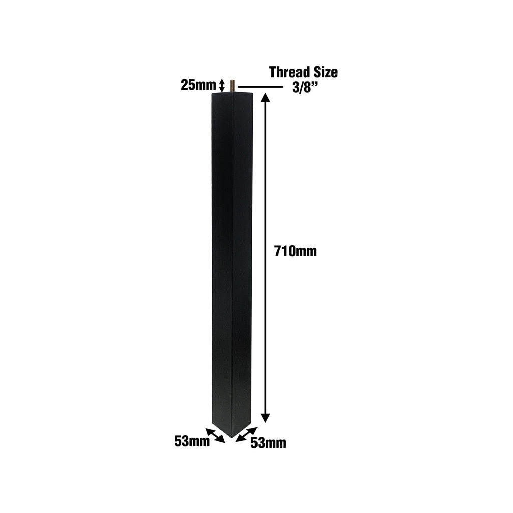 Adoored 53 x 53 x 710mm Black Square Pine Furniture Leg - Image 2 of 8