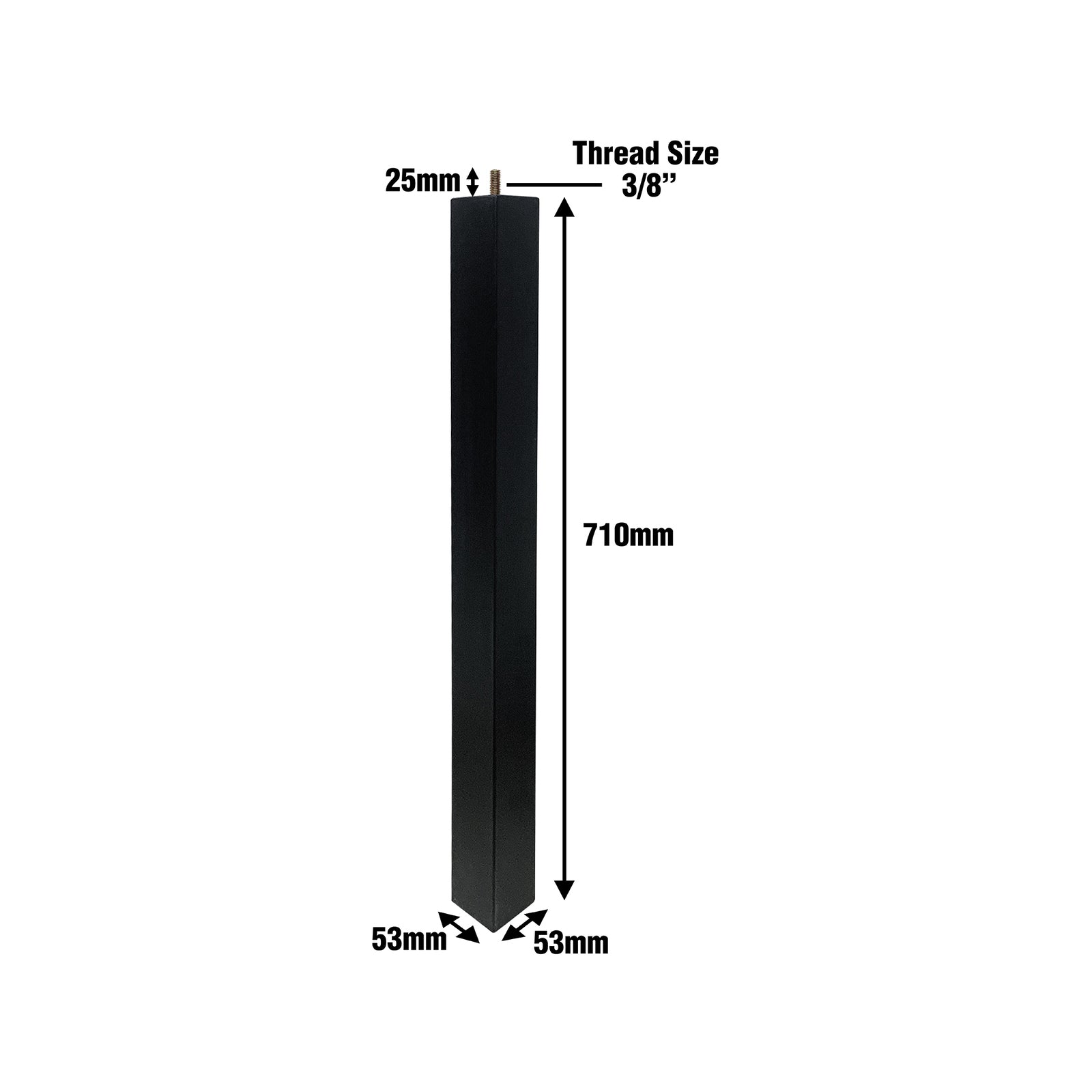 Adoored 53 x 53 x 710mm Black Square Pine Furniture Leg - Image 6 of 8
