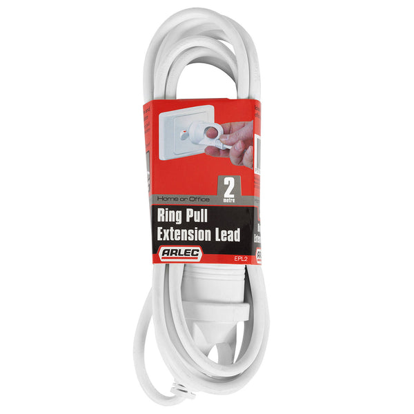 Arlec 2m White Ring Pull Extension Lead