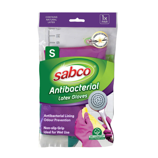 Sabco Antibacterial Latex Gloves - 1 Pair - Small