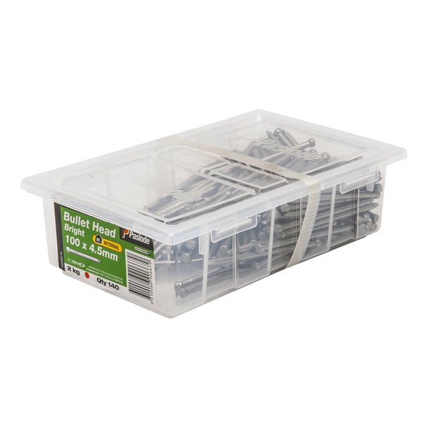 Paslode 100 x 4.5mm 2kg Bright Bullet Head Nail - 140 Pack