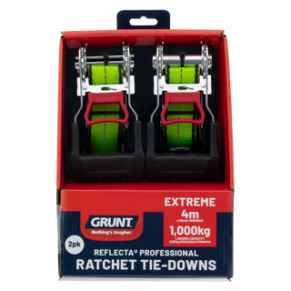 GRUNT 38mm x 4m Pro Ratchet Tie Down - 2 Pack
