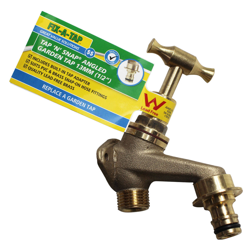 FIX-A-TAP 13mm 1/2" Lead-Free Brass T-Handle Angled Garden Tap 'N' Snap - Image 3 of 3
