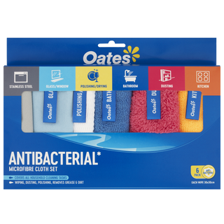 Oates Antibacterial Microfibre Cloth Set - 6 Pack