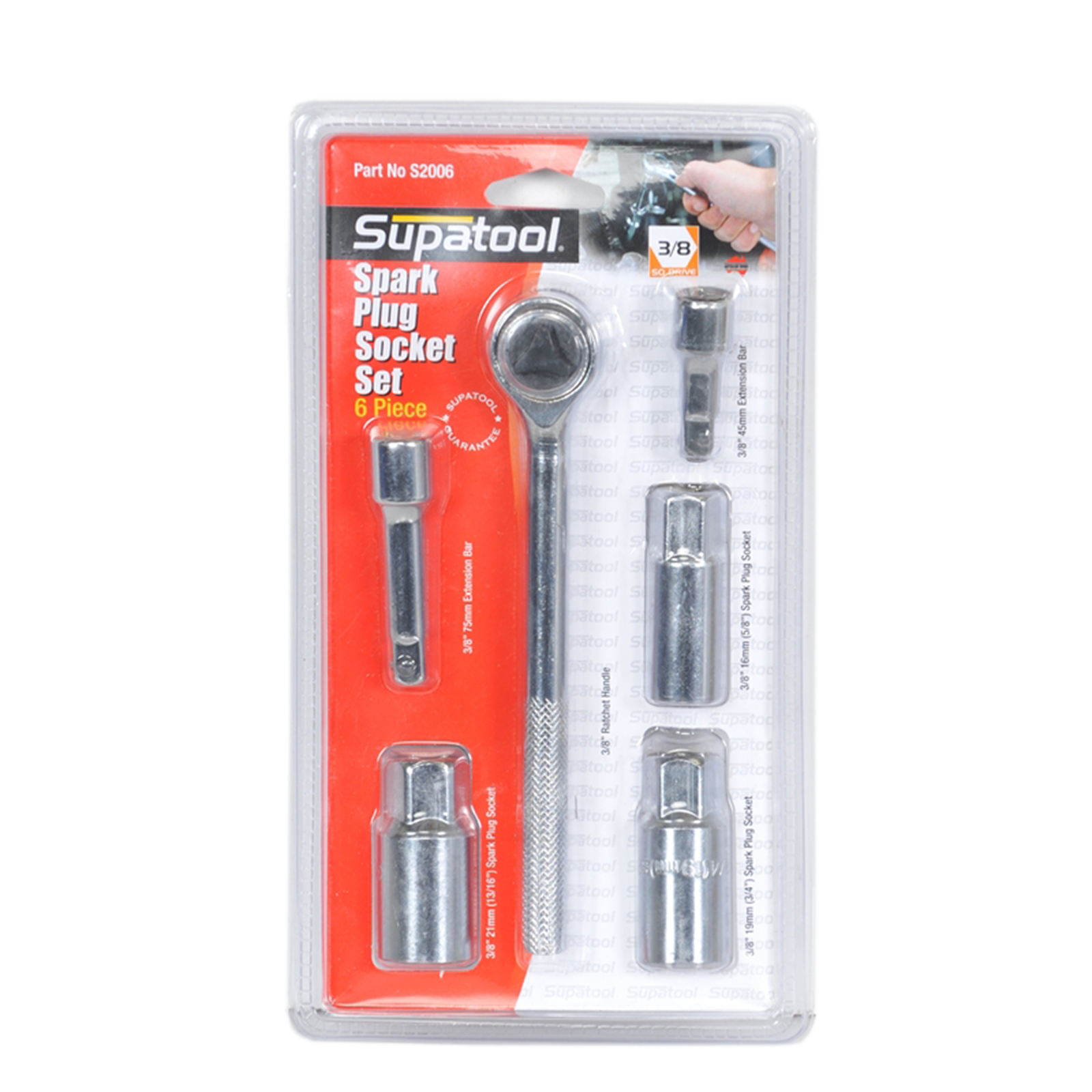 Supatool 3/8" Drive 6 Piece Spark Plug Socket Set - Image 2 of 2