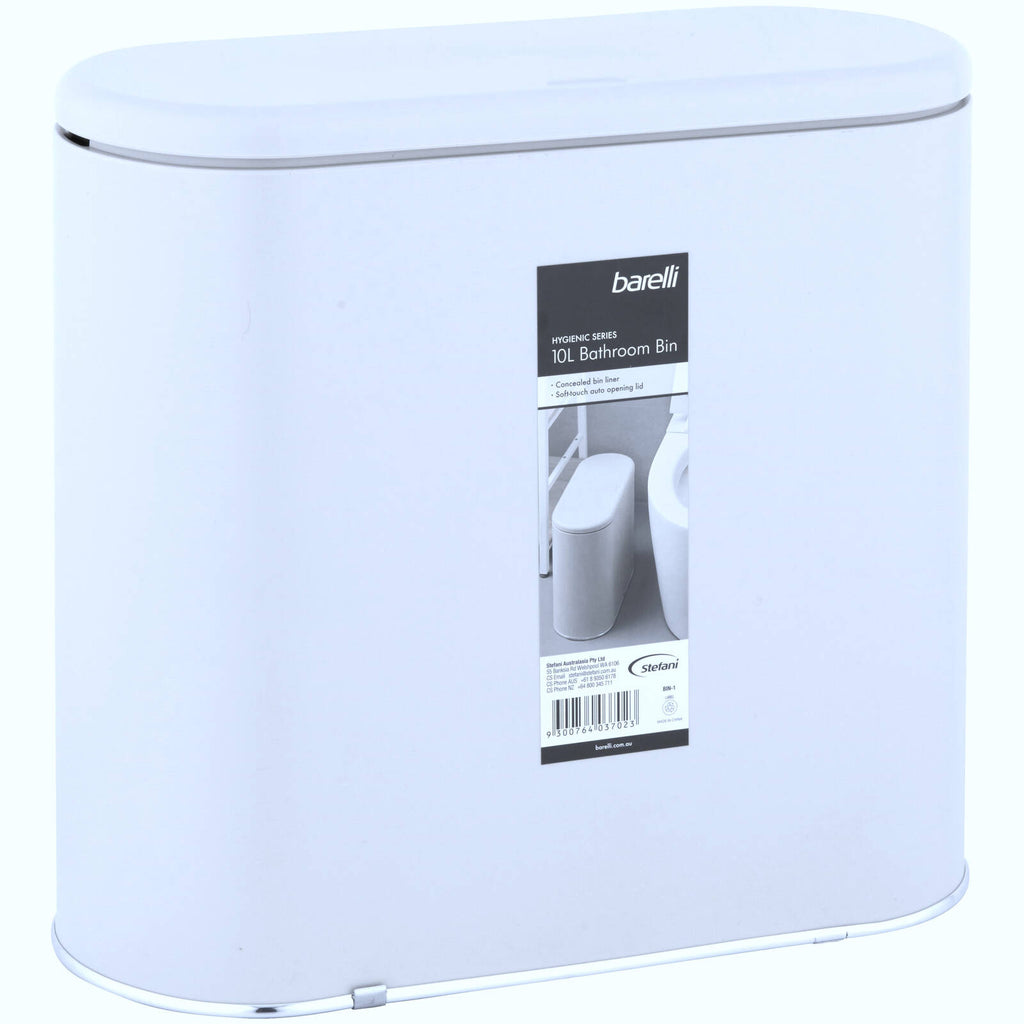 Barelli 10L White Hygiene Series Plastic Bathroom Bin - Image 1 of 6