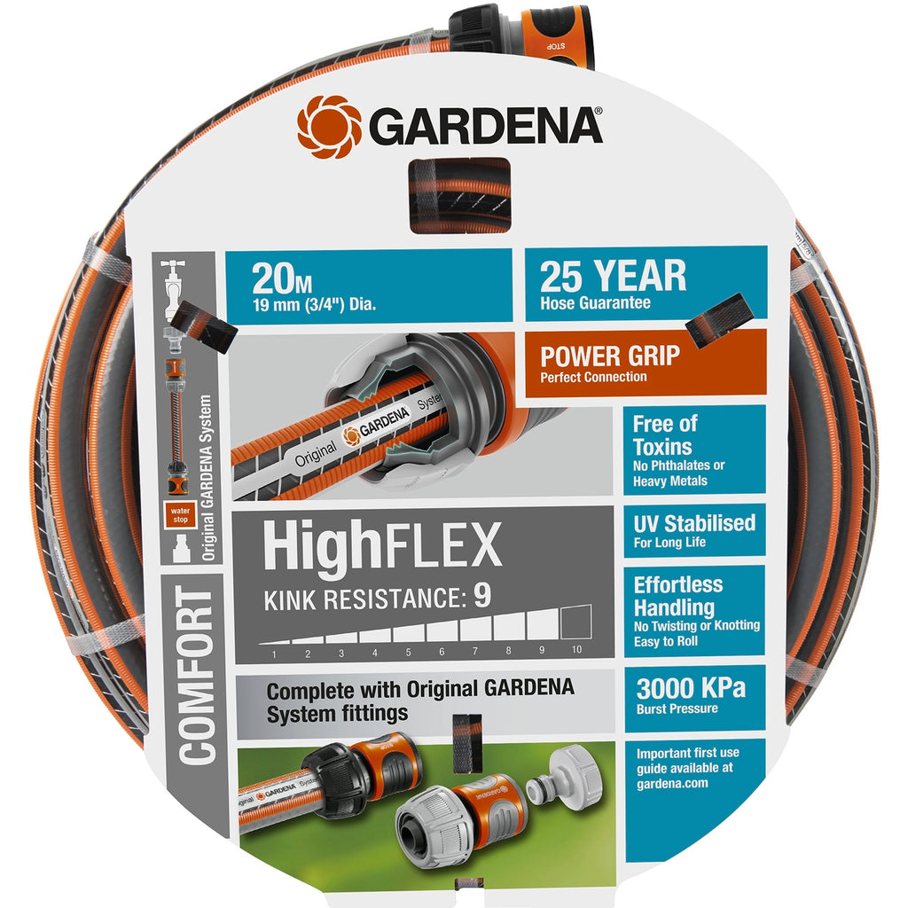 GARDENA 19mm x 20m HighFLEX Fitted Garden Hose - Image 1 of 4