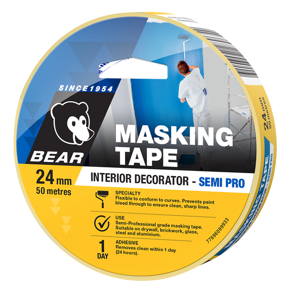 Bear 24mm x 50m Interior Decorator Masking Tape - 24mm