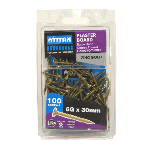 Titan 6G x 30mm PH2 Plasterboard Screw - 100 Pack
