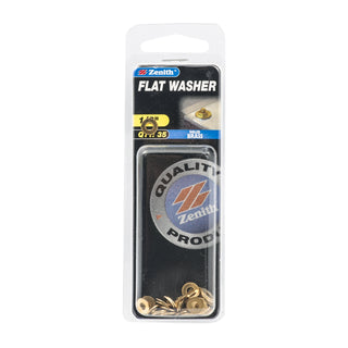 Zenith 1/8" Solid Brass Round Flat Washer - 35 Pack