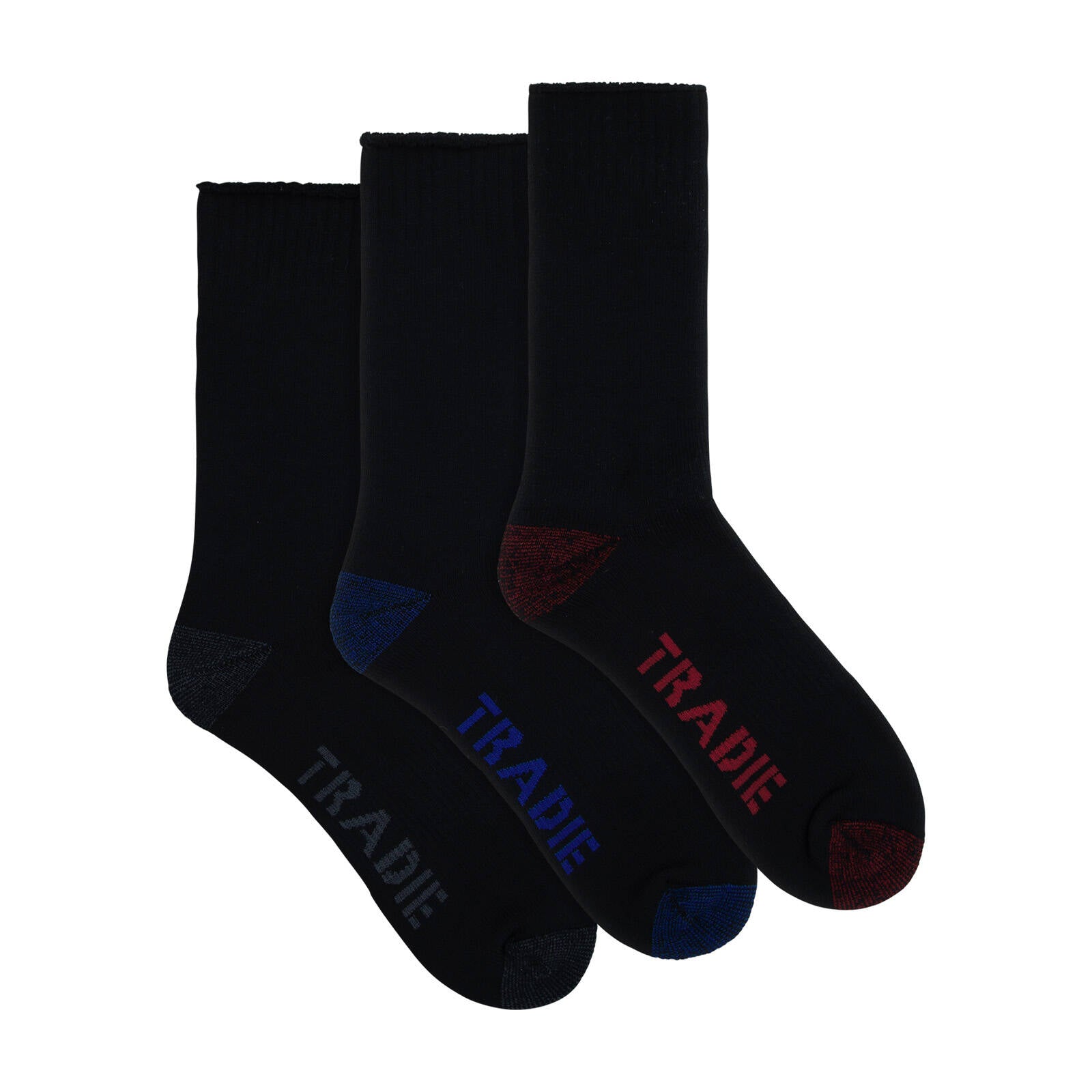 Tradie Men's Black Heavy Duty Work Crew Socks 3 Pack Size 7-10 - Image 12 of 15