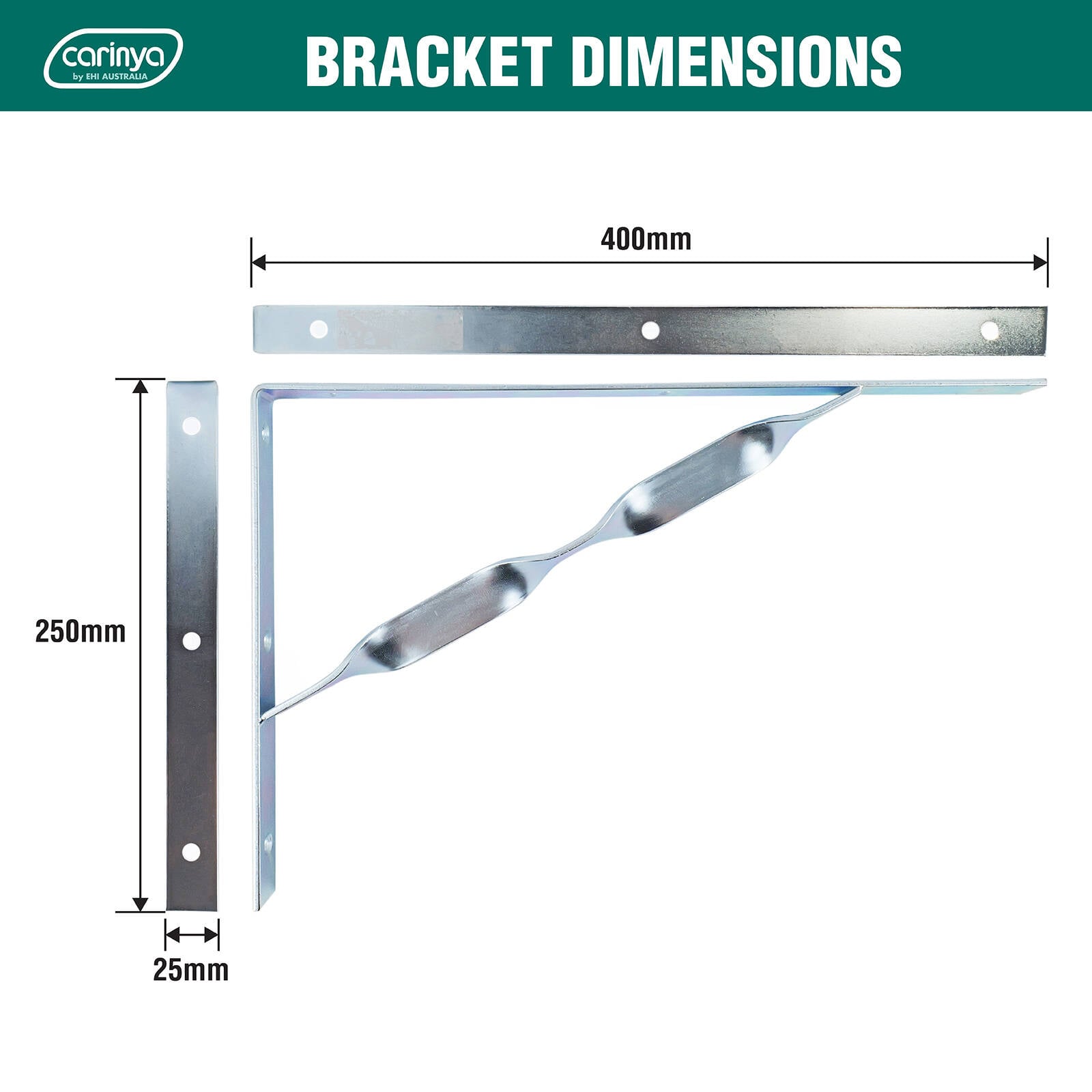 Carinya 400 x 250mm Zinc Plated Heavy Duty Twisted Stay Bracket - Image 4 of 11