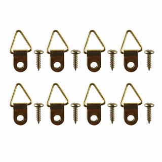 Everhang 6kg Brass Plated Picture Hanging Triangle D-Ring - 8 Pack