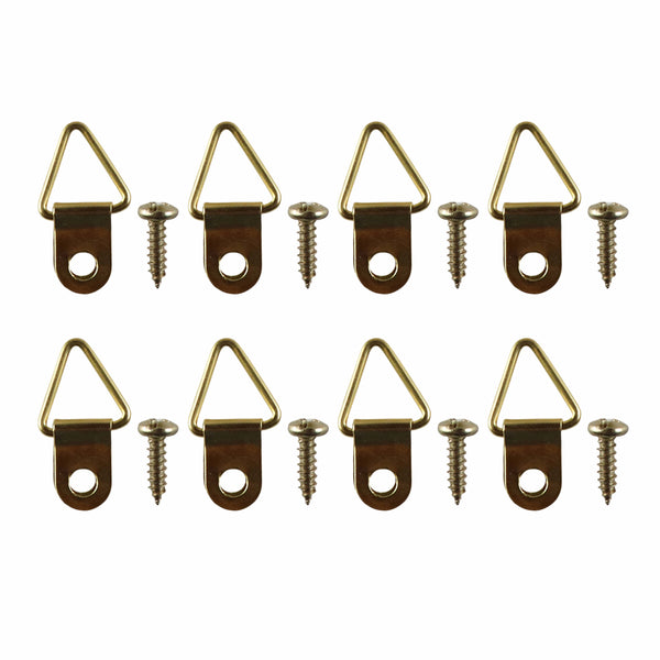 Everhang 6kg Brass Plated Picture Hanging Triangle D-Ring - 8 Pack