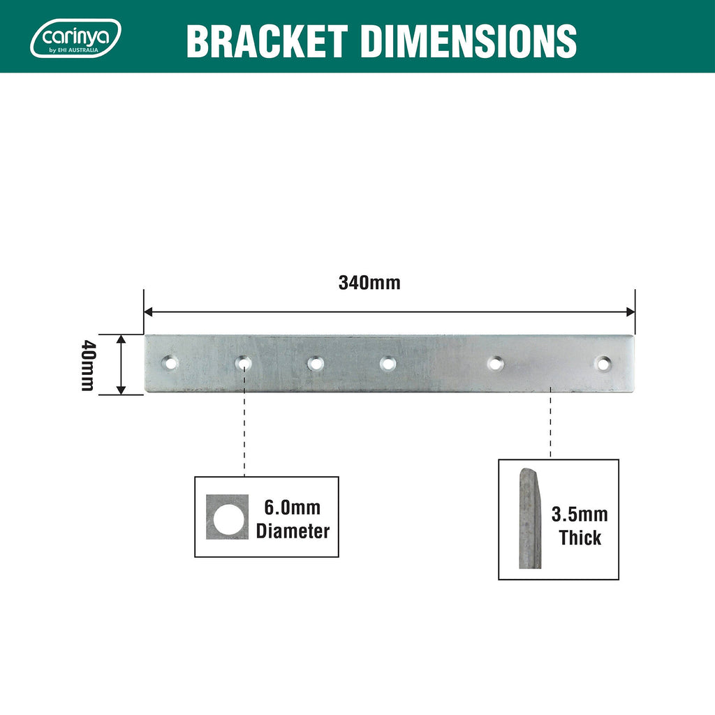 Carinya 340 x 40 x 3.5mm Zinc Plated Mending Plate - Image 4 of 8