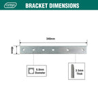 Carinya 340 x 40 x 3.5mm Zinc Plated Mending Plate - Image 4 of 8