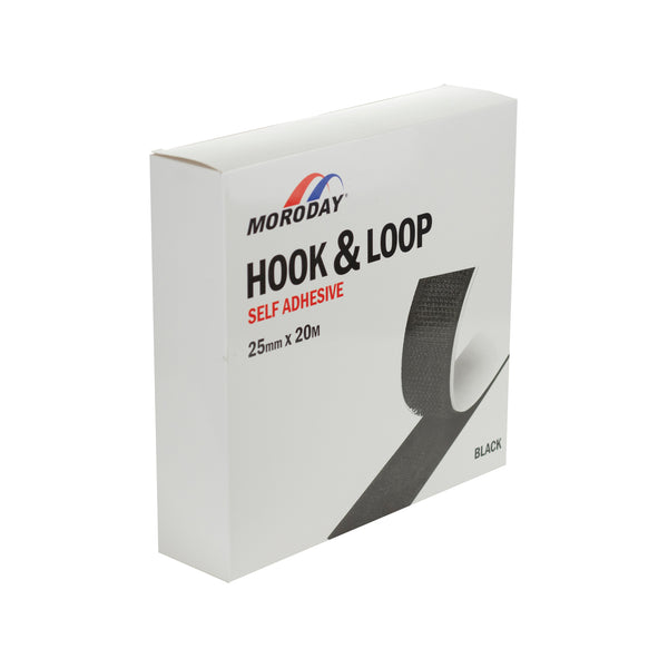 Moroday 25mm x 20m Black Self Adhesive Hook And Loop