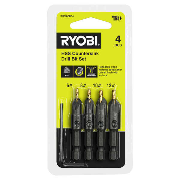 Ryobi 4 Piece Countersink Drill Bit Set