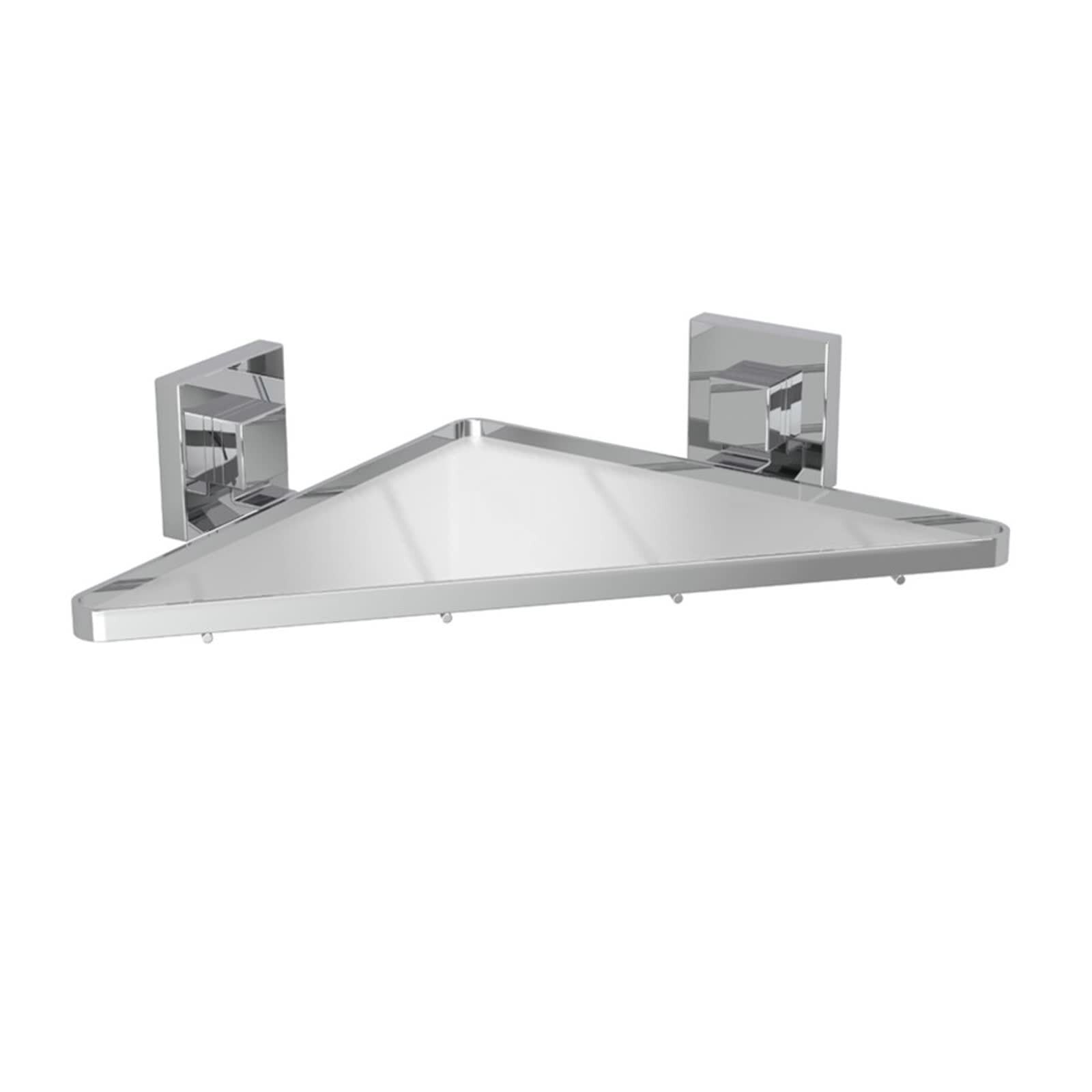 Fusion-Loc 26kg Stainless Steel Suction Frosted Acrylic Corner Shelf - Image 1 of 1