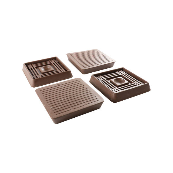 Surface Gard 51 x 51mm Brown Square Rubber Base Castor Cup - 4 Pack