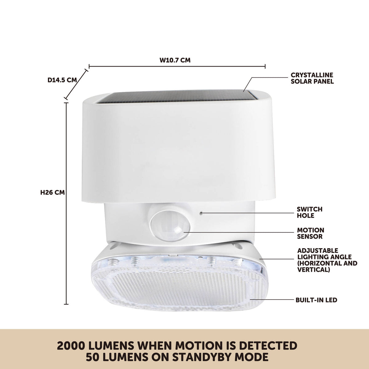 Click 2000lm Pinnacle Solar LED Sensor Wall Light - Image 5 of 5