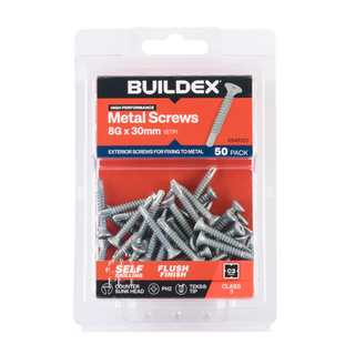 Buildex 8G x 30mm Class 3 Sheet Metal Screws - 50 Pack