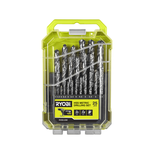 Ryobi 25 Piece Metric High Speed Steel Drill Bit Set RHSS-25M