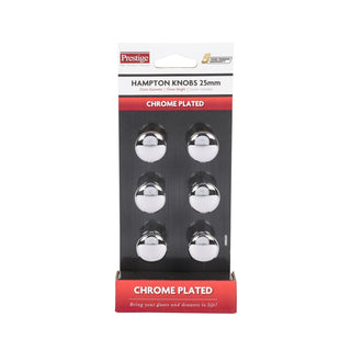 Prestige 25mm Chrome Plated Hampton Knob - 6 Pack