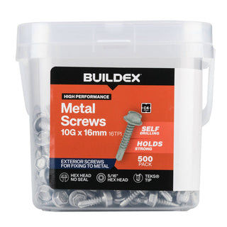 Buildex 10G x 16mm Class 4 Metal TEKS® Screws - 500 Pack